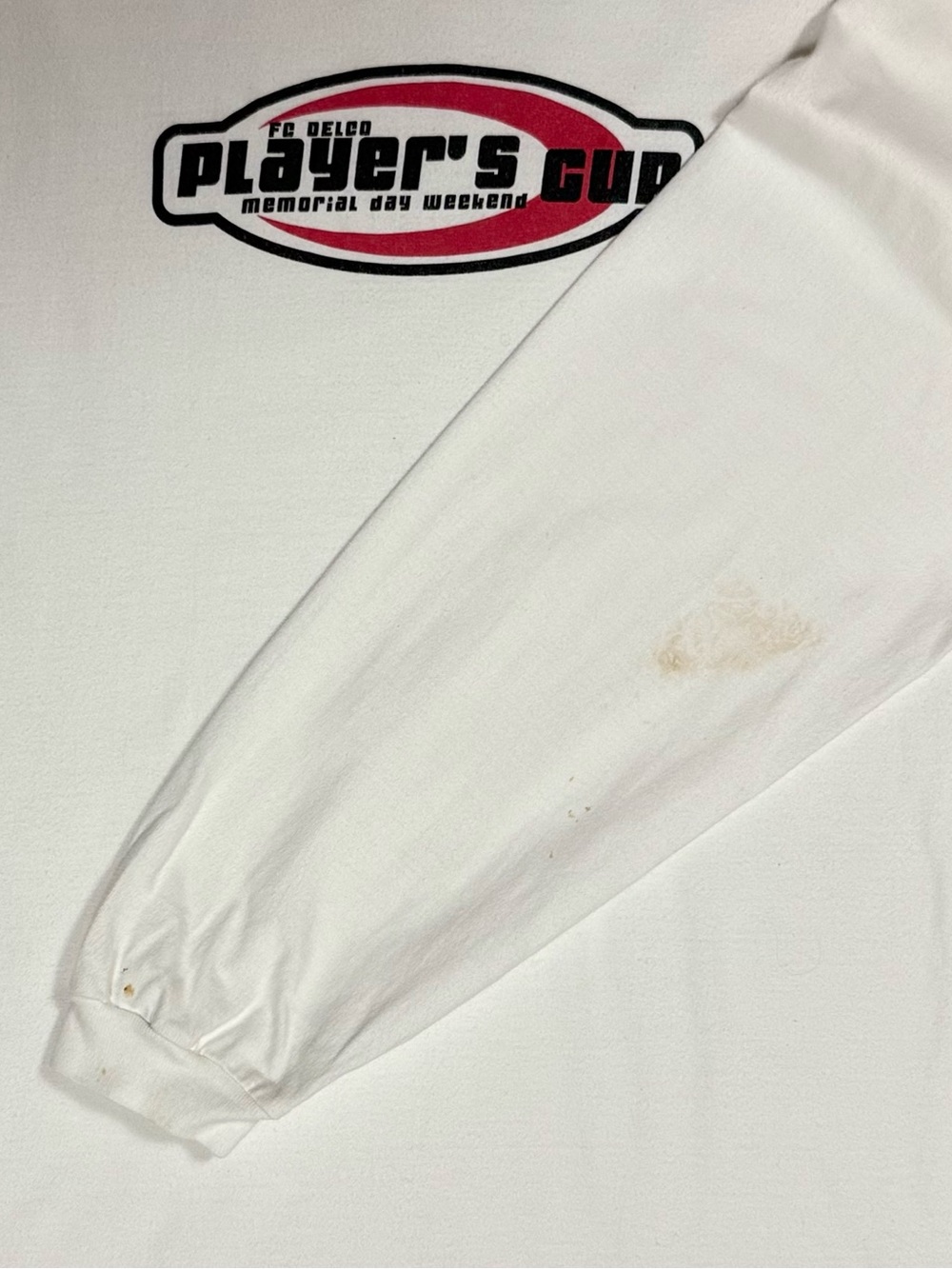 Vtg 90s Nike Soccer White Red FC Delco Players Cup Longsleeve T Shirt Men Large - Picture 5 of 8